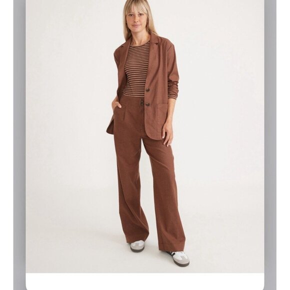 Marine Layer Flora Hemp Tencel Blazer Oversize Brown Women's Size XL NWOT